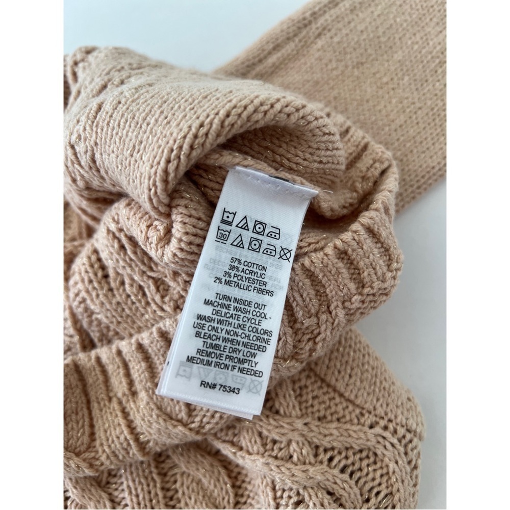 cupcakes & cashmere Cable Knit Sweater - Beige w/Metallic Fibers | Girls S (5/6) - Picture 4 of 4